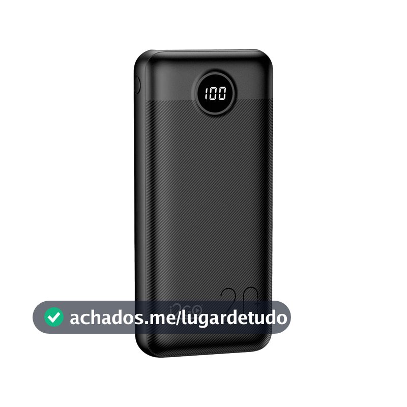 I2GO, Carregador Portátil (Power Bank) Ultra Rápido 20000mAh, Power Delivery 20W, 2 Saídas USB + 1 Saída/Entrada USB-C, Preto, i2GO PRO