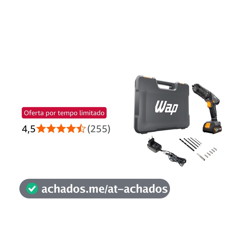 WAP Parafusadeira Furadeira de Impacto à Bateria 3/8" 12V WF 12K4.2 com 18 Níveis de Torque e Kit Acessórios e Maleta