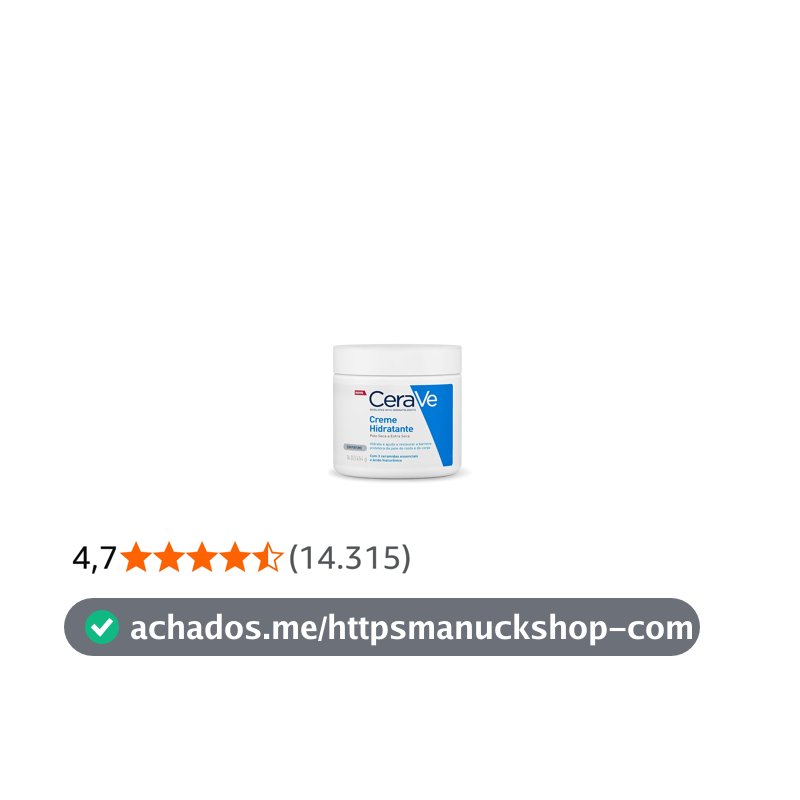CeraVe Creme Hidratante Corporal, para Pele Seca a Extra Seca, com 3 Ceramidas Essenciais e Ácido Hialurônico, Hidratação Profunda e Duradoura, Tecnologia MVE, Sem Perfume, 453g