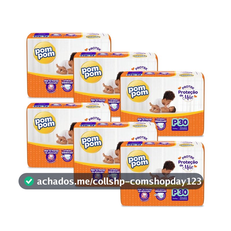Fralda Pom Pom Protek Proteção de Mãe Jumbo P 180 Unidades