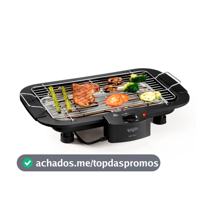 Churrasqueira Elétrica De Mesa Bbq Show Elgin 110V Com controle de temperatura, bandeja anti-fumaça e grelha removível
