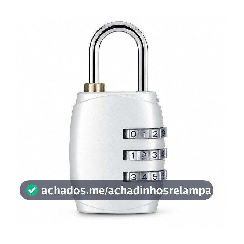 Cadeado com Senha 3 Dígitos para Mala, Mochila, Armário e Academia (Prata)