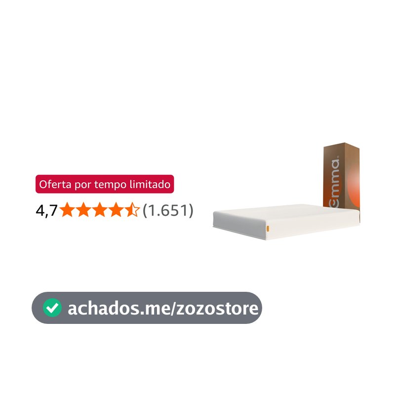 Colchão Casal Emma Basics 17 cm - 138x188 cm, Espuma D28 17cm com Tecnologia Alemã, Firmeza Ideal, Suporte Confortável, 100 Noites de Teste e 5 Anos de Garantia