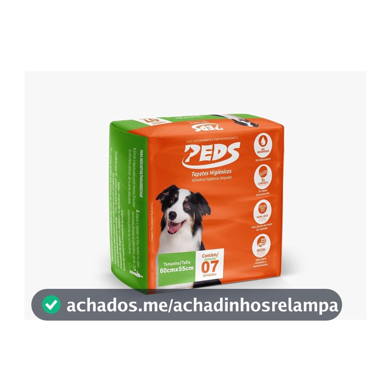 Peds Tapete Higiênico Slim para Cães 60x55cm com 07 Unidades