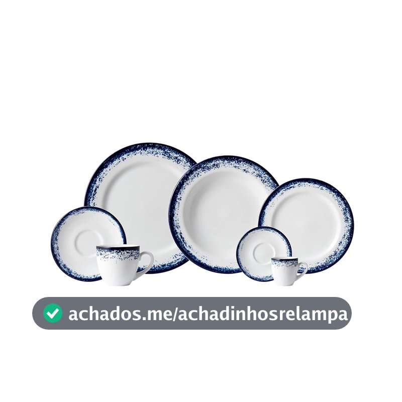 Serviço de Jantar, Chá e Café 42 Peças em Porcelana, Decoração Névoa Azul, Porcelana Schmidt