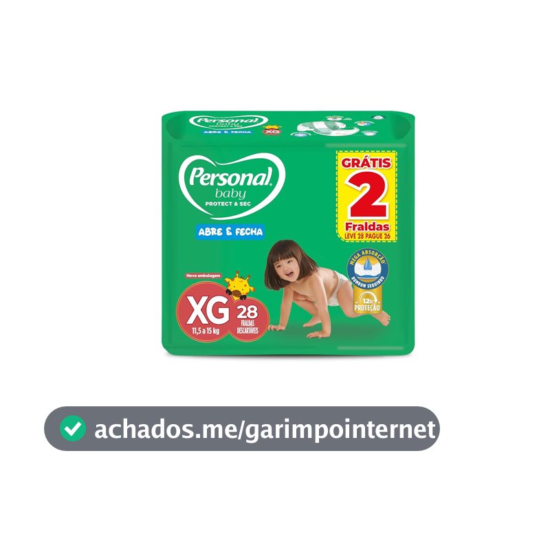 Fralda Personal Baby Protect e Sec XG Mega 9x28pads Leve 28 pague 26 Unidades