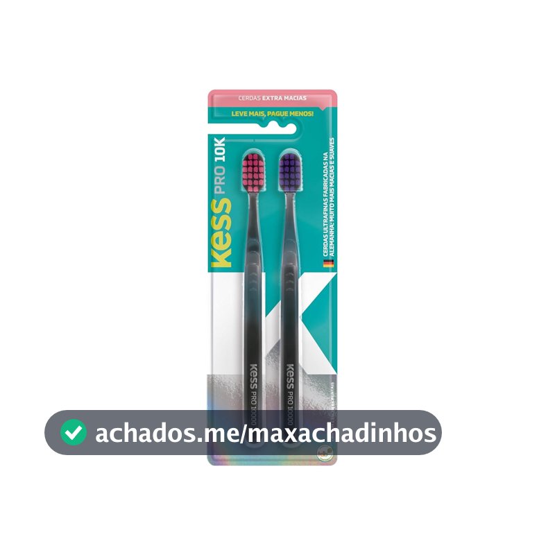 KESS Pack Com 2 Escovas Dentais Pro 10K Extra Macias Preto