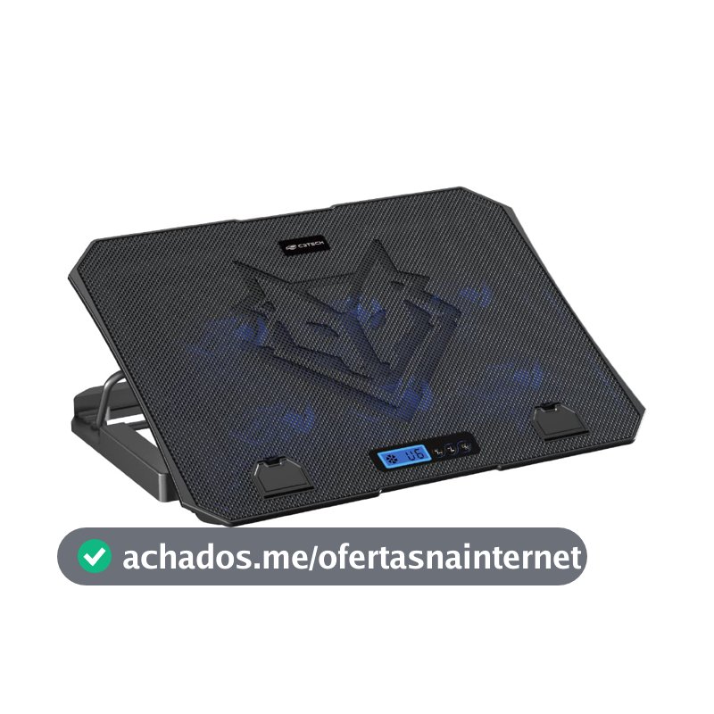 C3Tech Base para Notebook Gamer NBC-70BK ate 15,6" Preto Com 5 opções de inclinação 6 ventiladores Painel digital para controle iluminação em LED
