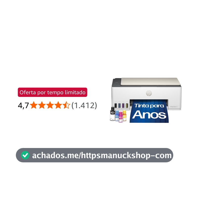 Impressora Multifuncional HP Smart Tank 583 Tanque de Tinta Colorida Wi-Fi com autorreparo, USB - Impressora, Copiadora e Scanner Cor: ‎Branco (4A8D8A)