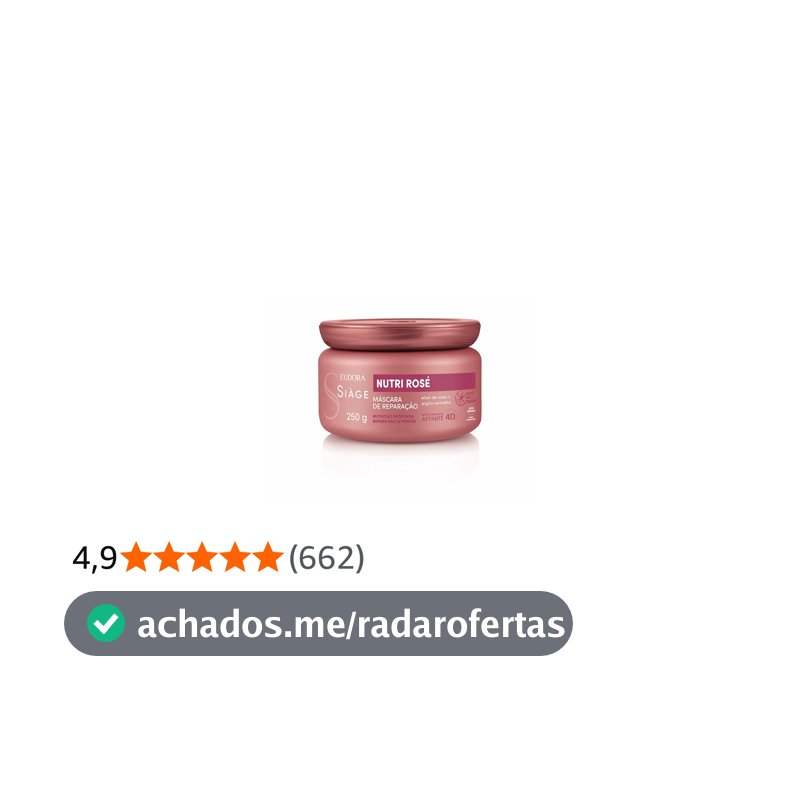 Máscara Capilar Creme Siàge Nutri Rosé Nutrição Profunda 250g