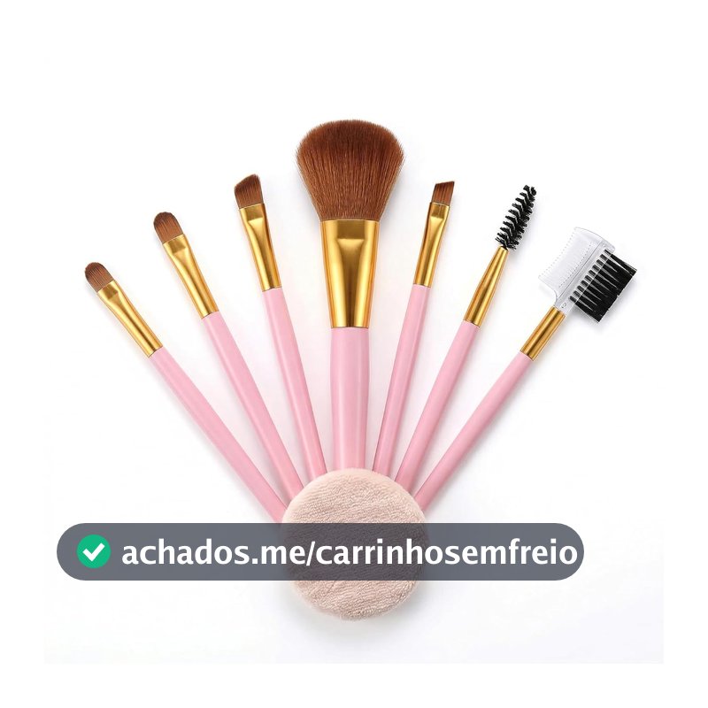 Conjunto 9 Pincéis de Maquiagem para Olhos: Sombra, Sobrancelha, Lábios, Cílios e Esponja de Pó Compacto, Embalagem de Viagem em Caixa de Presente (Rosa)