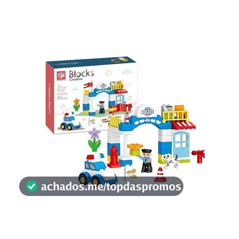 Blocos Criativos Estação de Polícia 45 Peças Multikids - BR2249