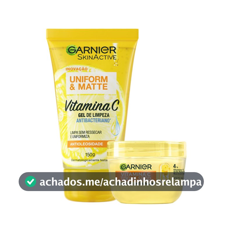 Garnier Uniform & Matte, Kit Skincare Gel de Limpeza e Hidratante com Vitamina C, Ação Antioleosidade e Uniformizadora, para uma Pele Iluminada e Hidratada, 85 e 150g