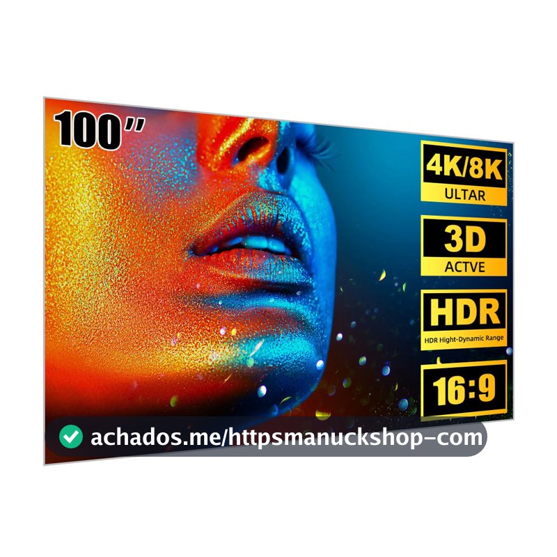 100 Polegadas Tela para Projetor Bettdow, 16:9 Tela Projetor, HD/4K Nítida Sem Reflexos Tela de Projeção Portátil, Ideal para Ambientes Domésticos, Escritórios, Flexível e portátil