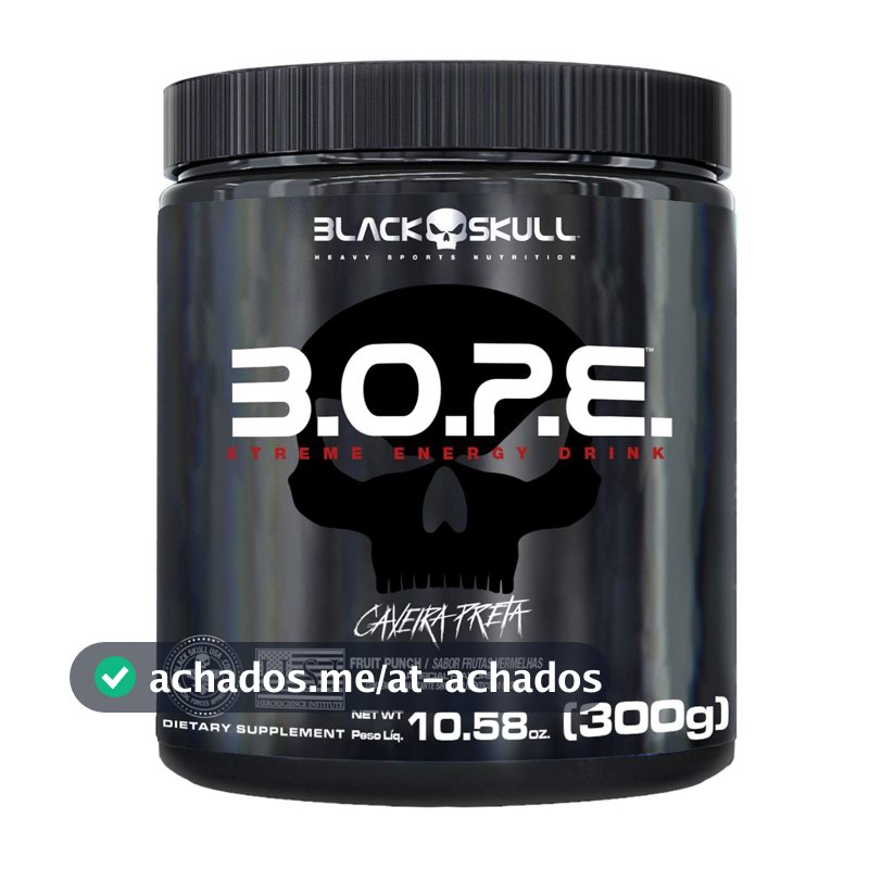 Suplemento Pré-Treino Black Skull, Sabor Frutas Vermelhas, 300g