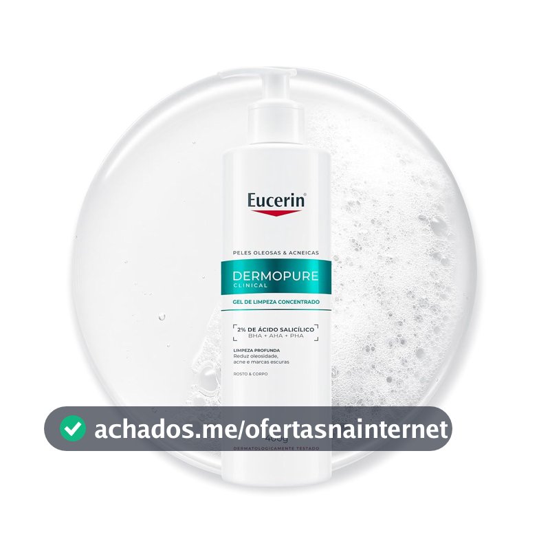 EUCERIN Gel de Limpeza Facial AntiAcne DermoPure Clinical Concentrado 400ml, Peles Oleosas e Acneicas