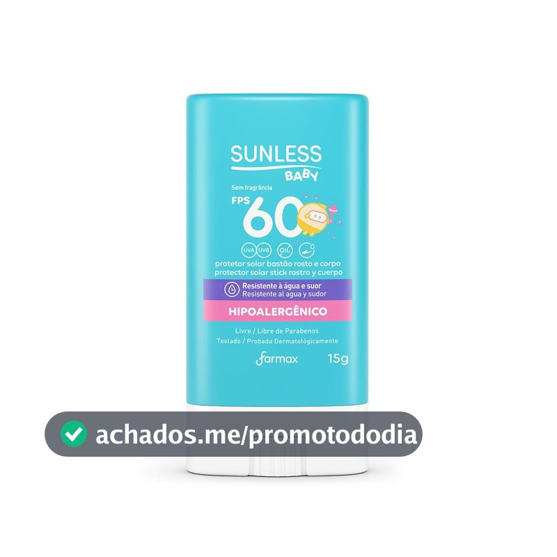 Sunless Protetor Solar Baby Bastão FPS60 15G