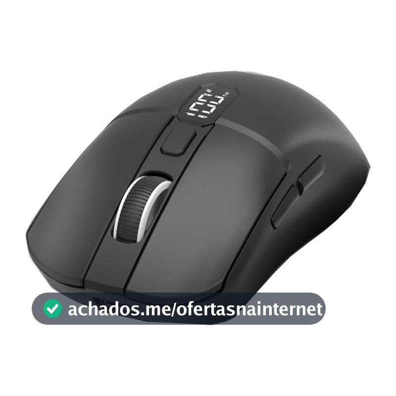 Mouse Sem Fio M30, 3 Modos (Bluetooth 5.2 + 2.4GHz USB), Tela LED, Recarregável Tipo-C, 4 DPI (800-2400), Clique Silencioso, Design Ergonômico 69g, Compatível com PC, Mac, Notebook -Preto