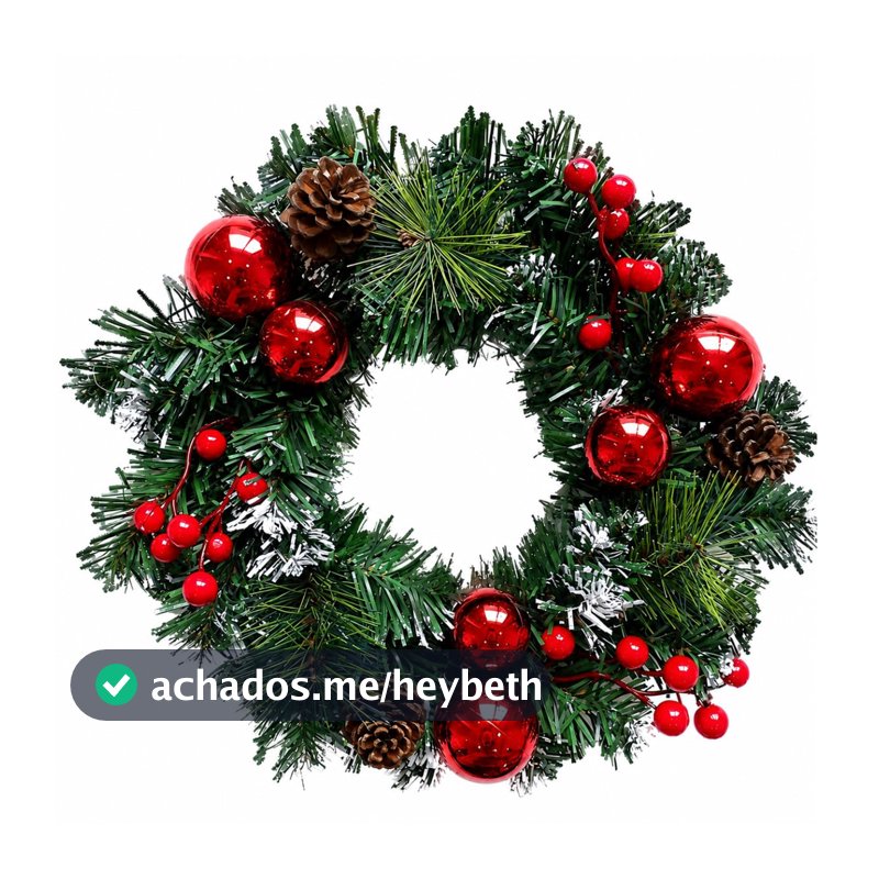 Guirlanda De Natal Com Bolas Vermelhas Pinhas E Frutas Silvestres 30cm Luxo