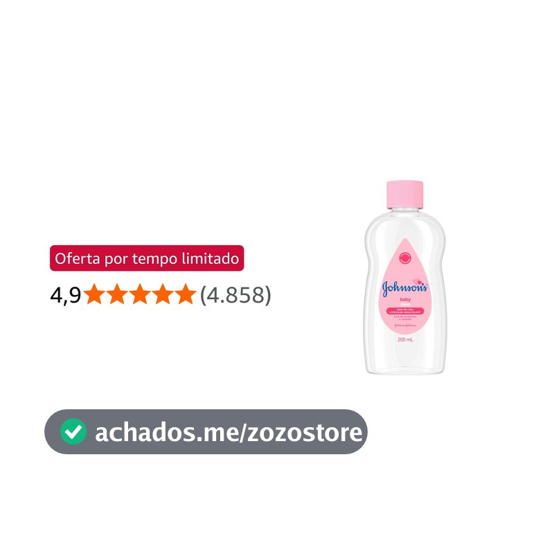 Óleo Hidratante para Bebê Johnson's Baby, Puro, 200ml
