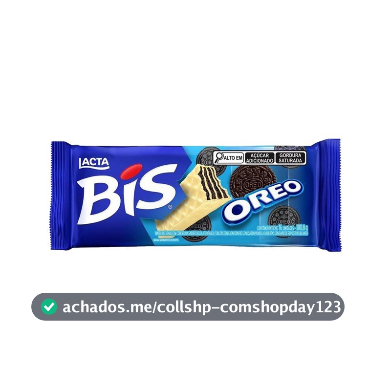Wafer Oreo Cobertura Chocolate Branco Lacta Bis Pacote 100,8G