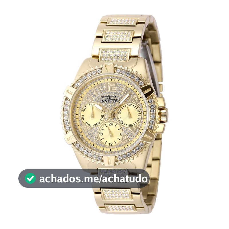Invicta Celestial Lady 37 mm Aço Inoxidável Ouro Prata + Mostrador Dourado Quartzo VH63