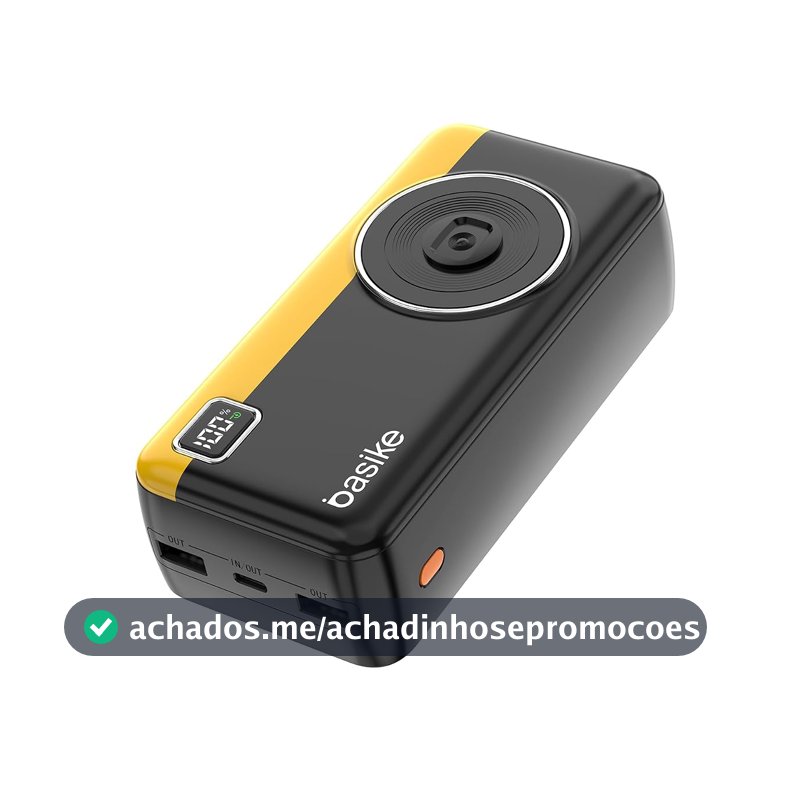 Power Bank 30000mAh, Basike Carregador Portátil com Cabo(Preto)
