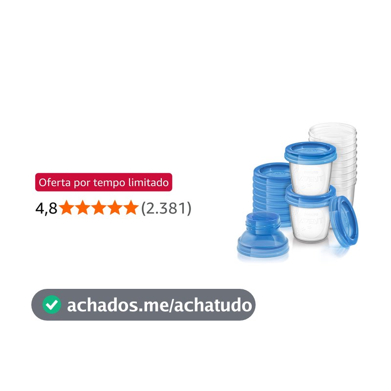 Copos para Armazenamento de Leite Materno Philips Avent 10 peças Transparente 180 ml