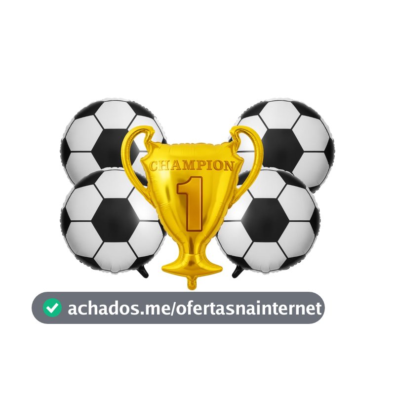Kit 5 Balões Metalizados Futebol Brasil com Taça e Bolas para Festa