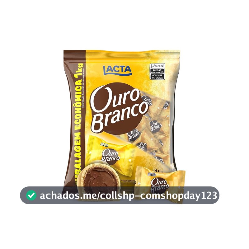Lacta Ouro Branco - Wafer Recheado Sabor Chocolate Branco Pacote 1kg