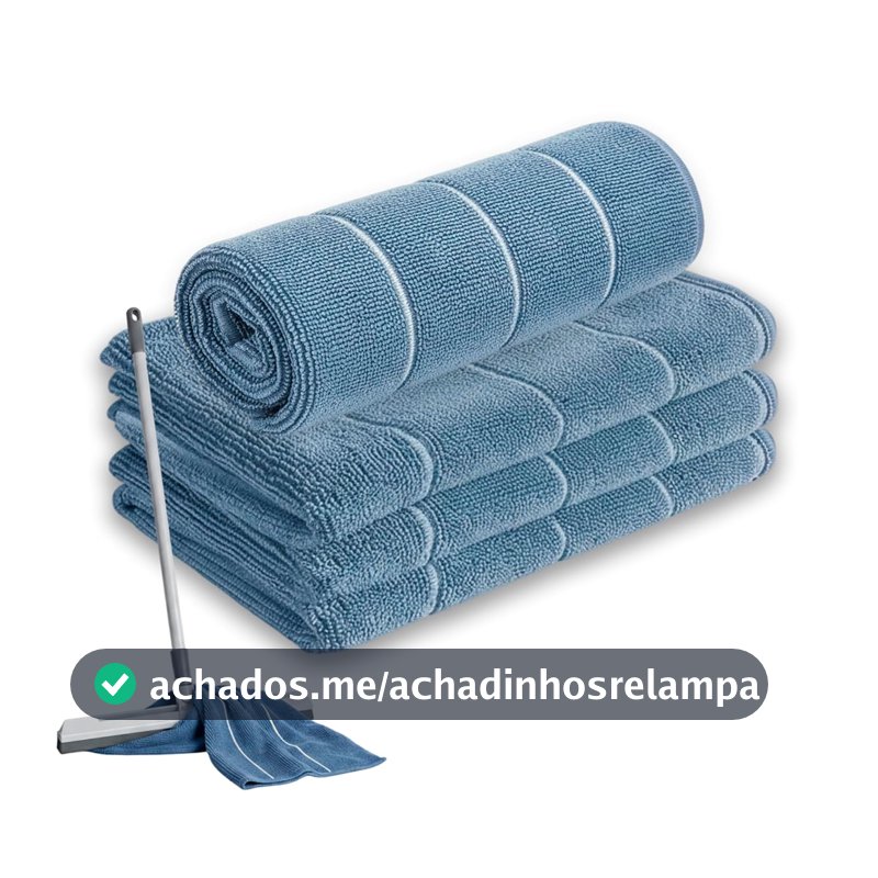Kit 4 Panos de Chão Microfibra Grande 80x50cm Panão de Limpeza Alta Absorção - Não Solta Fiapos, Secagem Rápida e Fácil de Lavar