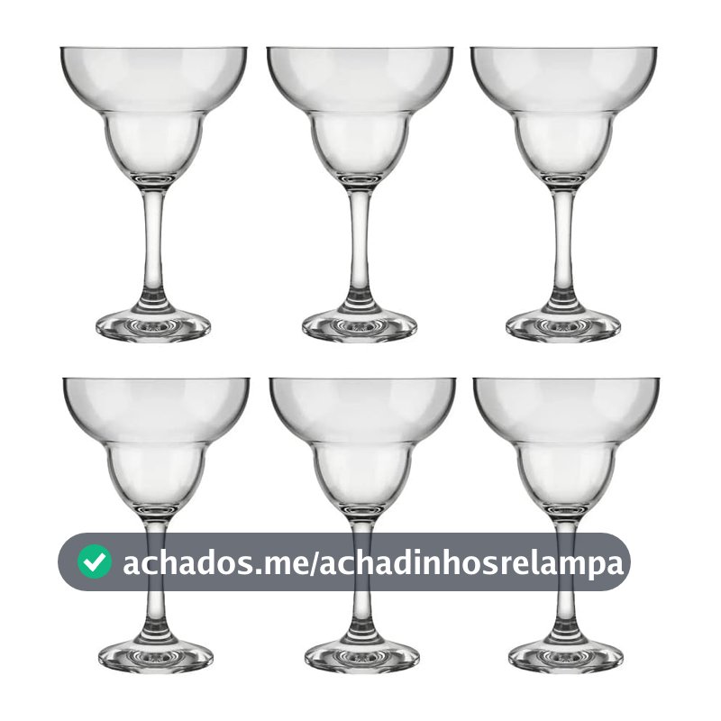 Jogo de 6 Taças Windsor Margarita 375ml Nadir Para Drinks Vidro Premium Casa Buritis Taças Profissionais