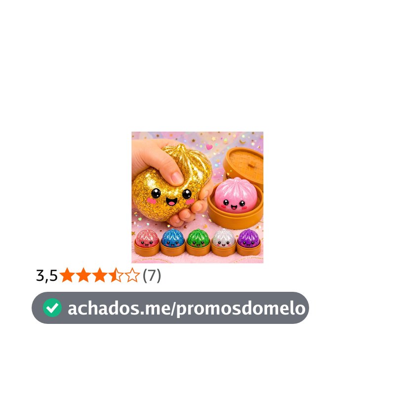 Squishy Paozinho Surpresa Colecionavel com Caixinha de Bambu Glitter 3 anos