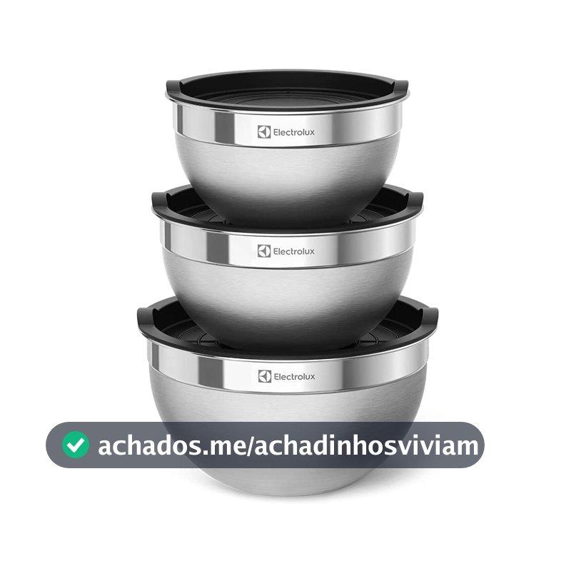 Conjunto de Bowls Tigelas de Inox com Tampa Plástica Electrolux