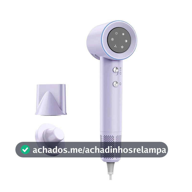 GOKOCO Secador De Cabelo Profissional 110v 127v, 120000 RPM High Speed Hair Dryer 1600W com Display Digital LED e Bocal de ar Magnético,GD029 Roxo