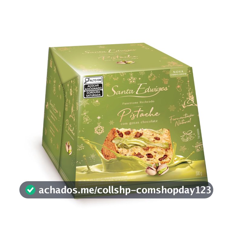 Panettone com Gotas de Choco e rech. de Brigadeiro de Pistache