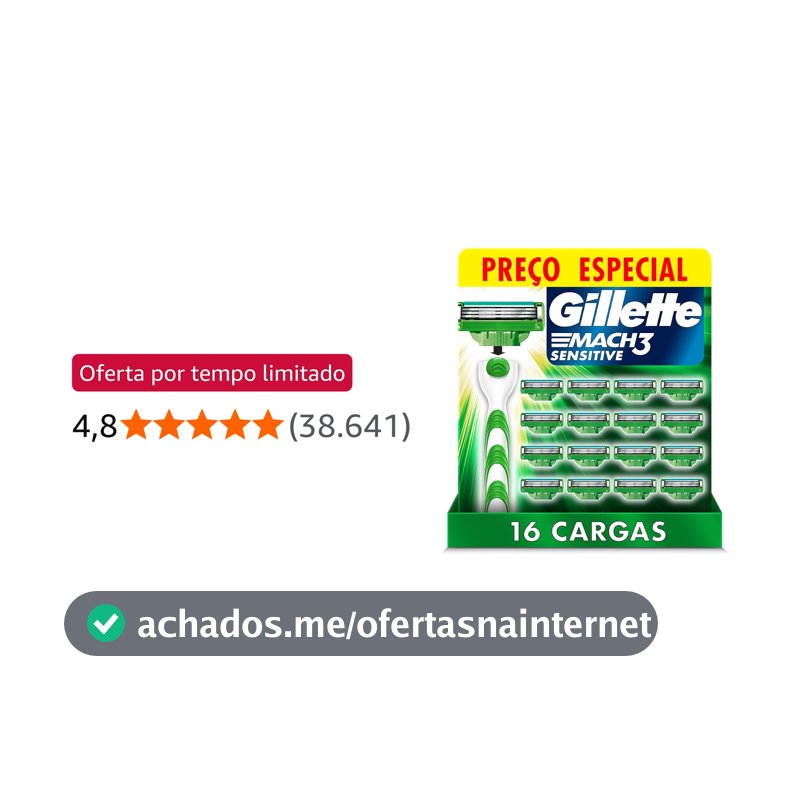 Carga para Aparelho de Barbear Gillette Mach3 Sensitive 16 unidades