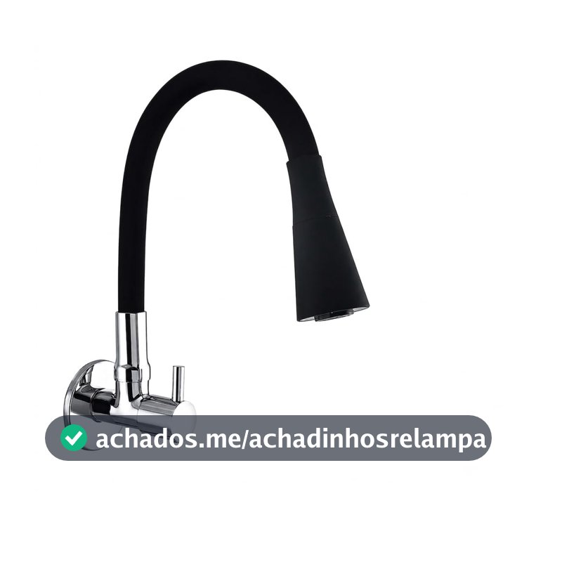 Torneira de Cozinha Parede Gourmet Preta Flexível – Bica Móvel com 2 Jatos (Chuveirinho e Fluxo) – Acionamento 1/4 de Volta – Misturador Moderno para Pia, Alta Durabilidade e Design Premium (1 Peça)