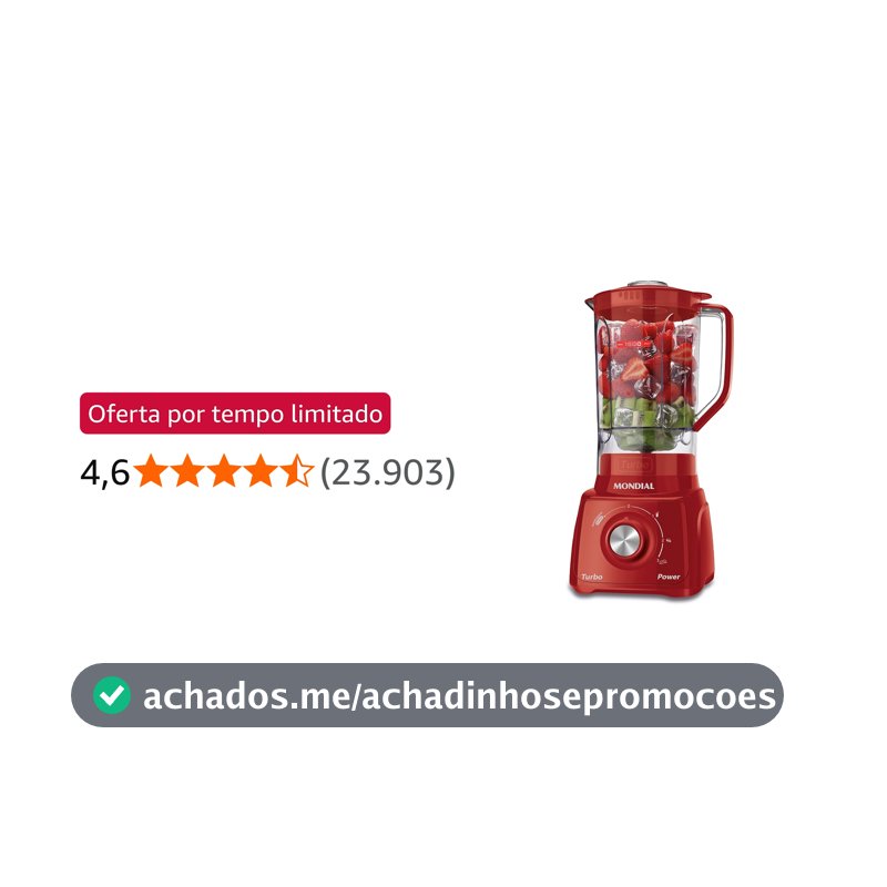 MONDIAL Liquidificador Turbo Power 550W, 110V, Vermelho, 1,6L - L-99 FR