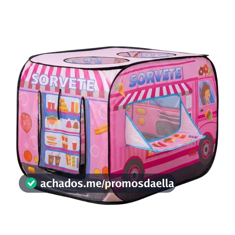 Kinderland Toys Barraca Infantil Caminhão de Sorvete Rosa Pop-Up Brinquedo Educativo de Faz de Conta para Meninas e Meninos de 2 a 6 Anos Presente de Criativo
