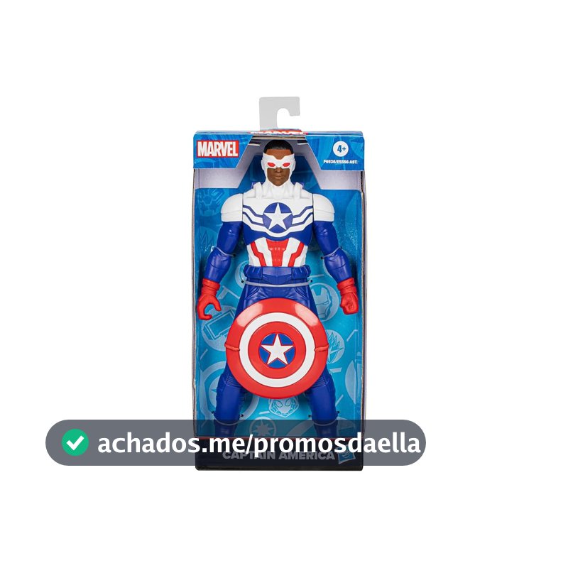 Marvel, Action Figure, Capitão América com Escudo, Mighty Hero Series - Brinquedo de Herói com 22,5 cm, Articulado - A partir de 4 Anos