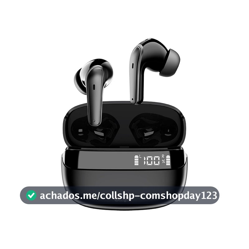 Fone de Ouvido Sem Fio TWS – Bluetooth 5.3, ENC Cancelamento de Ruído, Autonomia 4h + Case 420mAh, USB-C HZ-L03C (Preto)