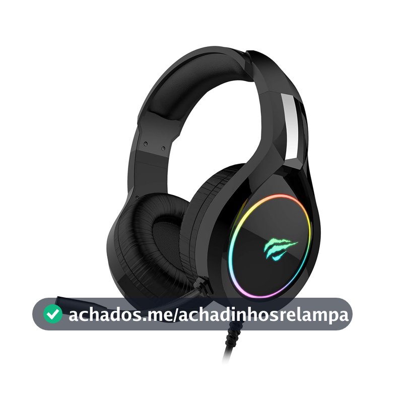 Havit Headphone Fone de Ouvido H2232d, Gamer, Iluminação RGB, com Microfone, Falante de 50mm, Conector 3.5mm, HAVIT, HV-H2232d, Cabo USB para Iluminação