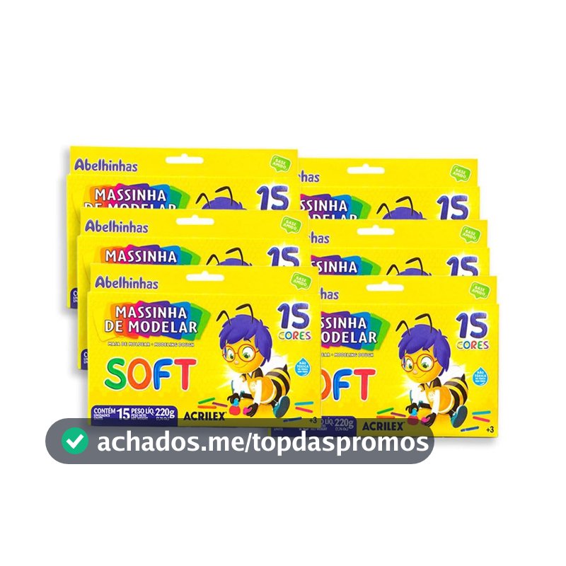 Massa Para Modelar Soft 15 Cores 220G Pct Com 06-84174