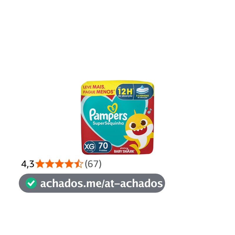 Fralda Pampers Supersequinha Tamanho XG 70 Unidades
