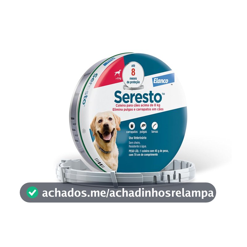 Coleira Antipulgas e Carrapatos para Cães acima de 8kg Seresto