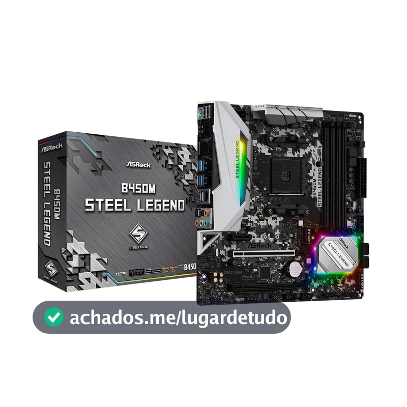 Placa Mãe AM4/USB 3.1/Type-C/Displayport, HDMI, ASRock, B450M Steel Legend