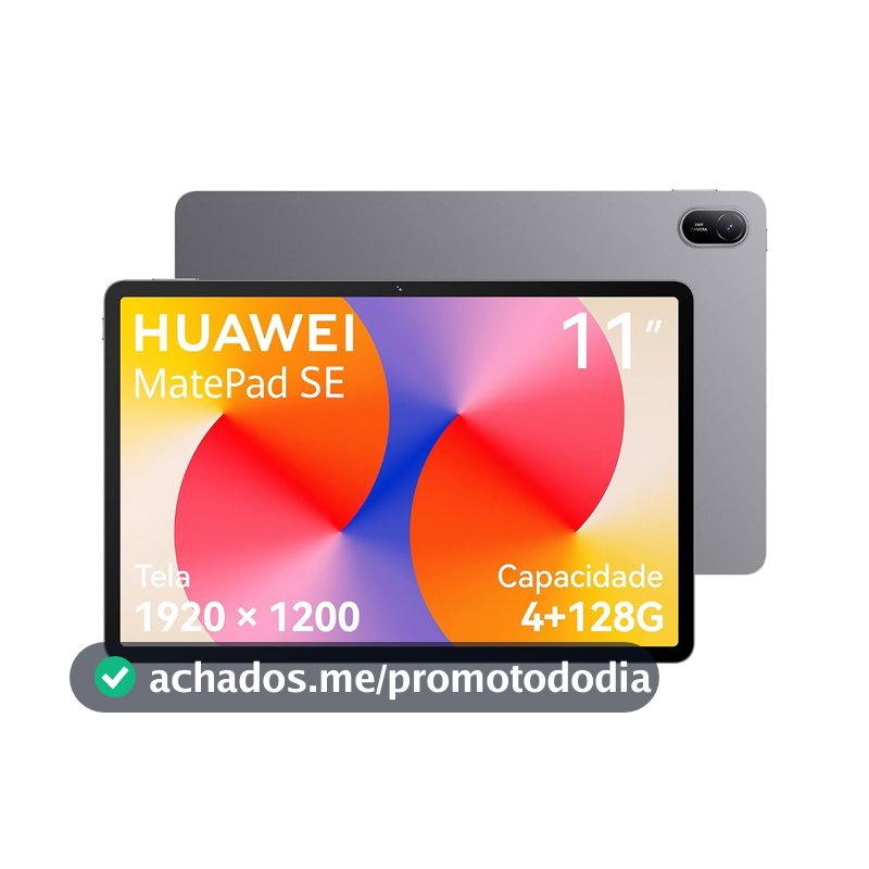 Tablet, HUAWEI MatePad SE 11, 4+128GB, Tela HUAWEI FullView de 11" para Conforto Visual，Superbateria de 7700 mAh 22,5W，Câmera Traseira 8 MP，Câmera Frontal 5 MP，Cinza Nebula