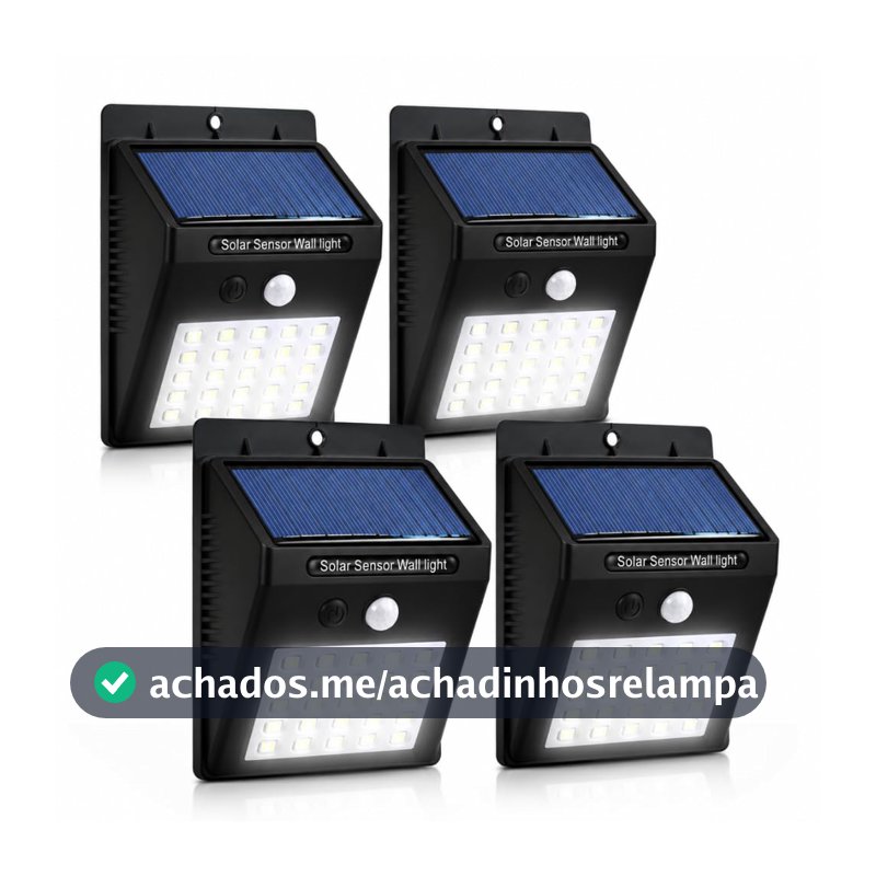 Kit 4 Arandelas Luminária Solar LED com Sensor de Presença Segurança