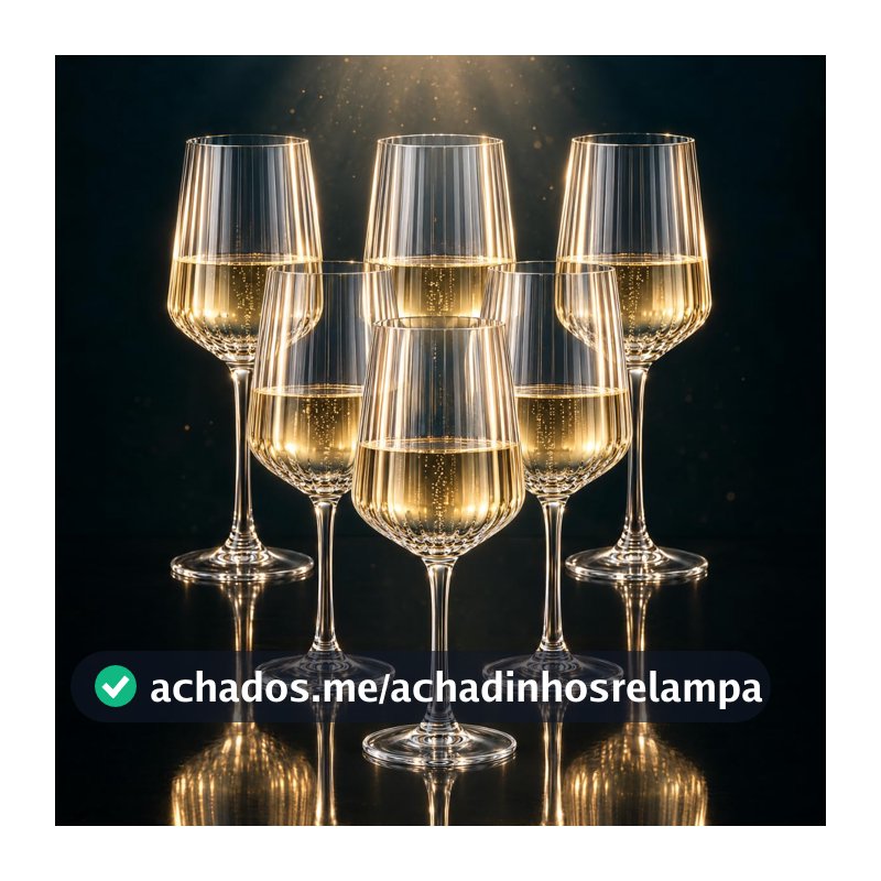 Jogo com 6 Taças para Vinho Tinto Canelada em Cristal Ecológico Premium 400ml Alta Transparência e Brilho Jantares e Presentes Mesa Posta